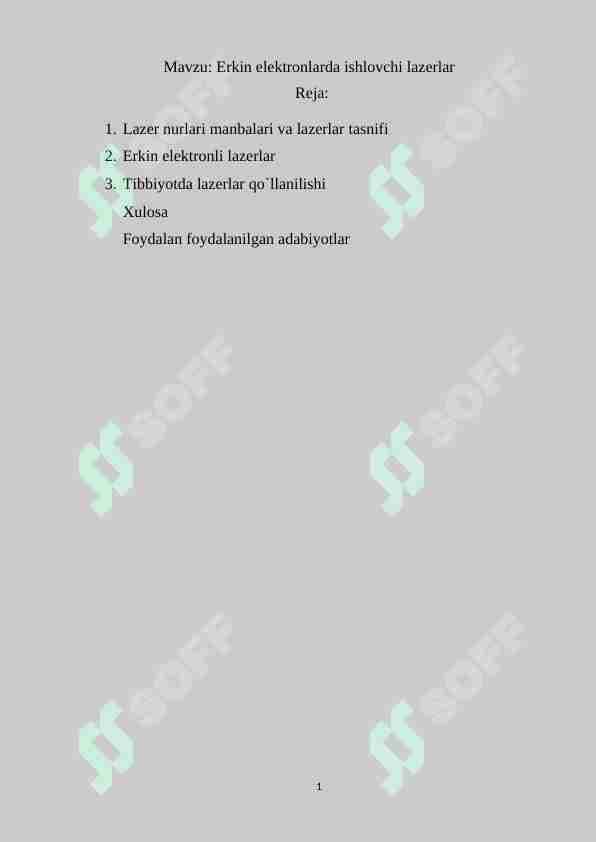 Erkin elektronlarda ishlovchi lazerlar