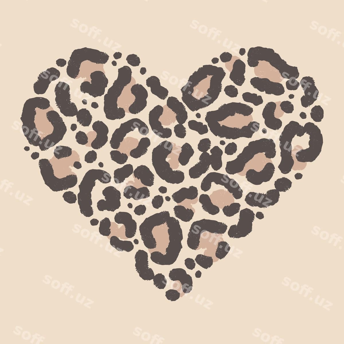 Fil teri yurak shaklidagi hayvon printi | Leopard skin shape heart animal print
