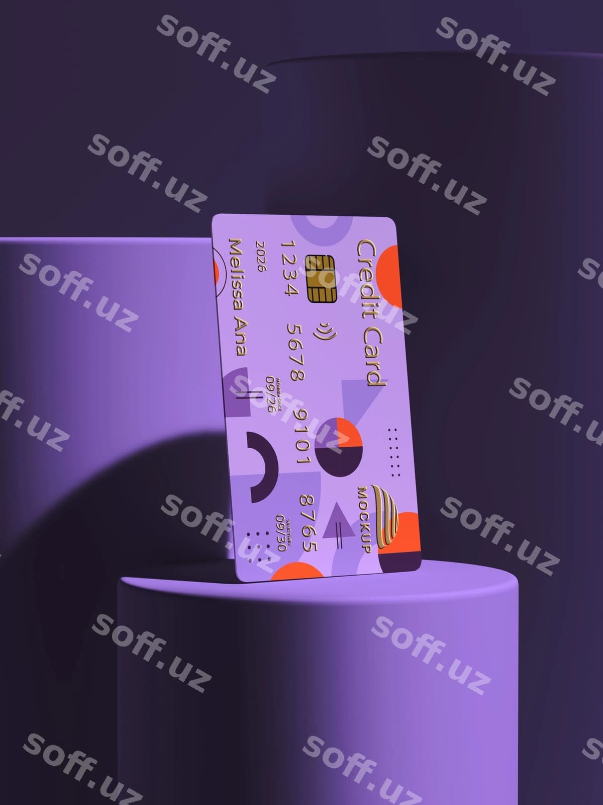 Suzy turgan kredit karta namuna dizayni | Levitating credit card mockup design