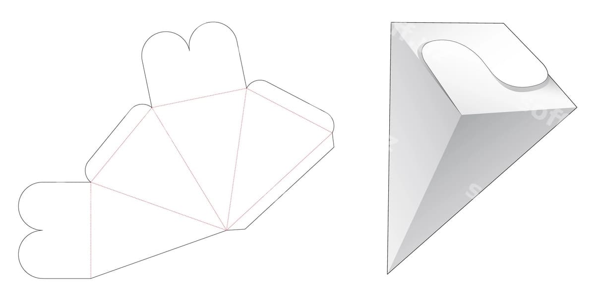 Yopiq fliplama piramida qutisi die cut shabloni | Locked flip pyramid box die cut template