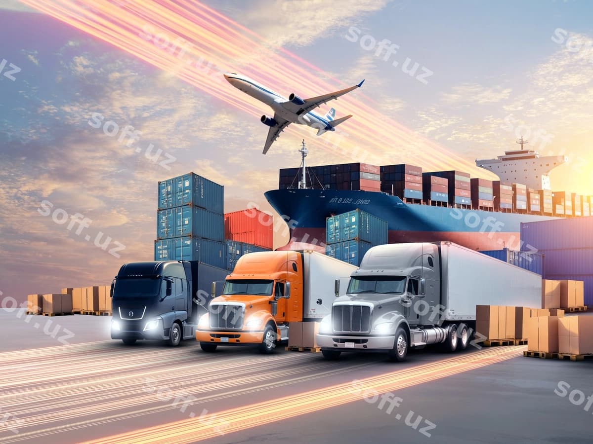 Logistika transportlar kollaj dizayni | Logistics transports collage design