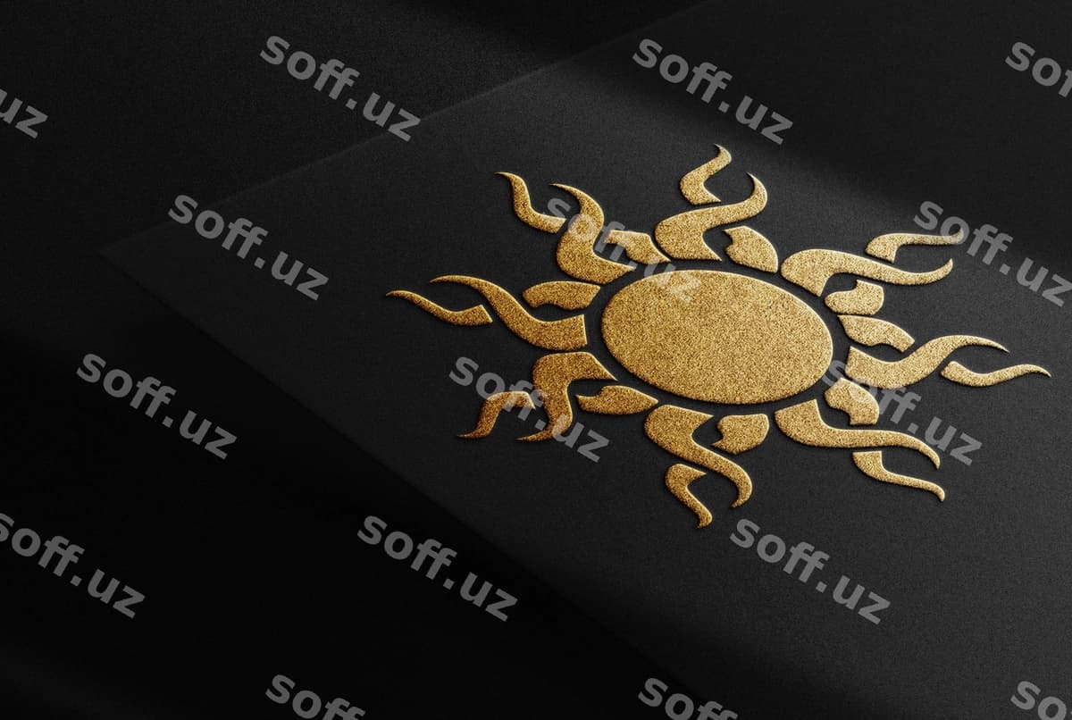 Nishonli oltin chilishgan qogʻoz namunasi | Luxury gold embossed paper mockup