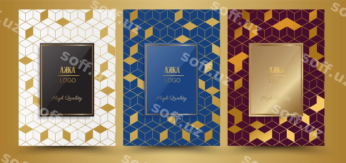 Hasharot premium geometrik menyu varaqasi | Luxury premium cover menu geometric