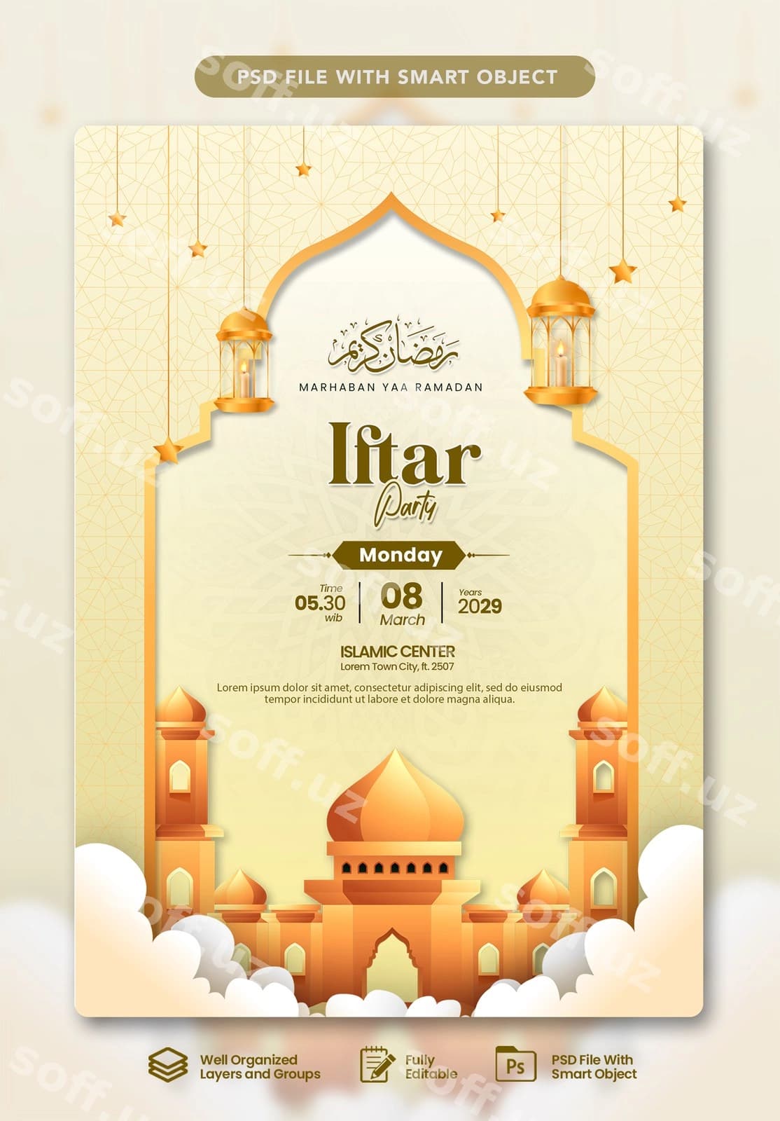 Boylik Ramazon taklif shabloni | Luxury ramadan infitation poster template