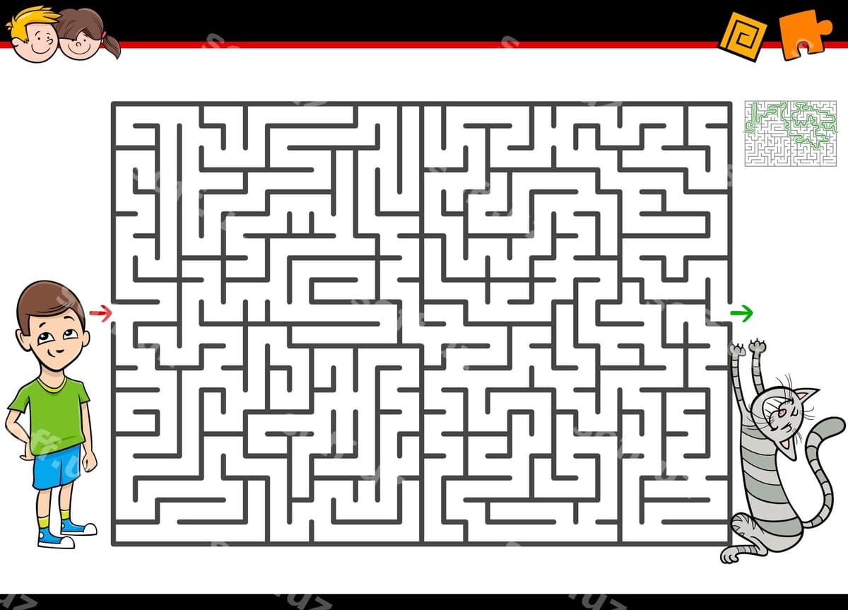 Mazalama labirint o'yini o'g'il mushuk bilan | Maze labyrinth activity game with boy cat