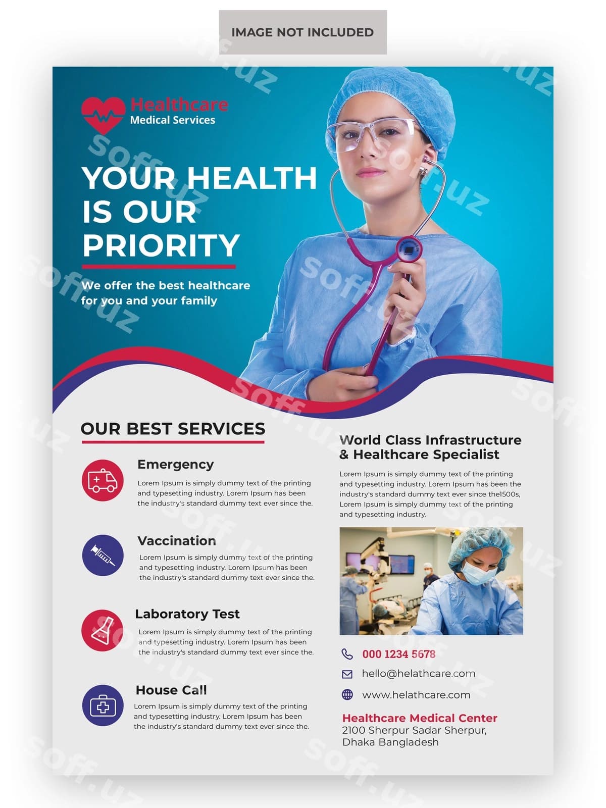 Tibbiy sog'liqni saqlash varaqasi shabloni | Medical healthcare flyer template