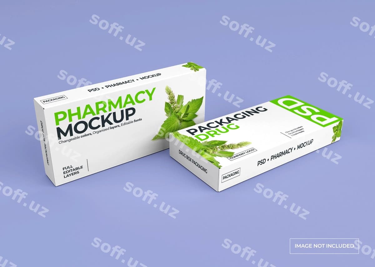 Medikamentlar qutisi brendlash qadoqlash namunasi | Medication box branding packaging mockup