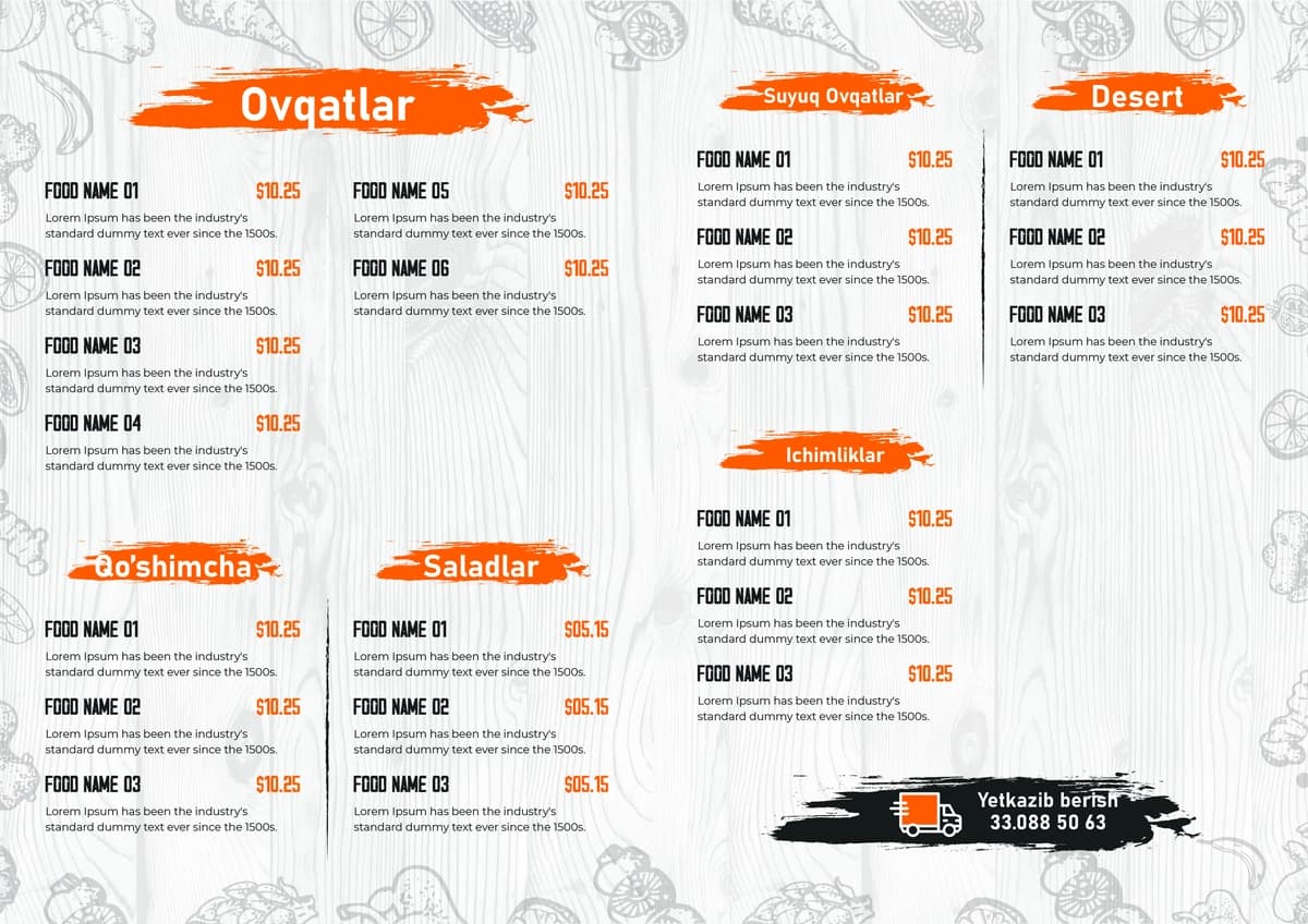 menu shablon