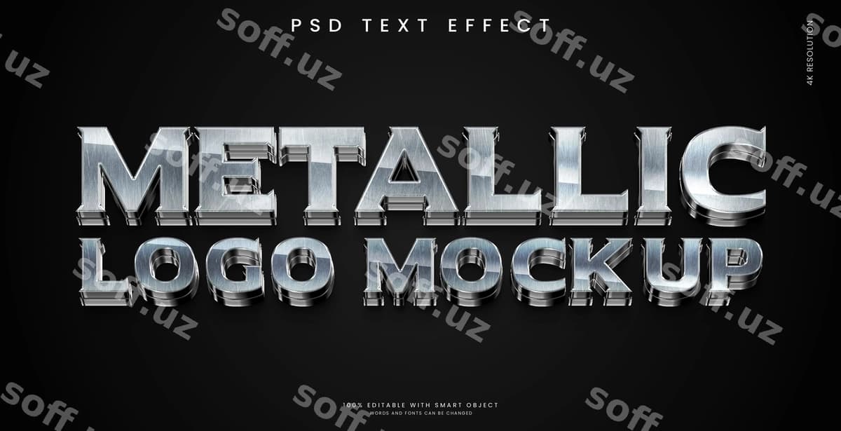 Metallik 3D logo mockup matn effekti | Metallic 3d logo mockup text effect
