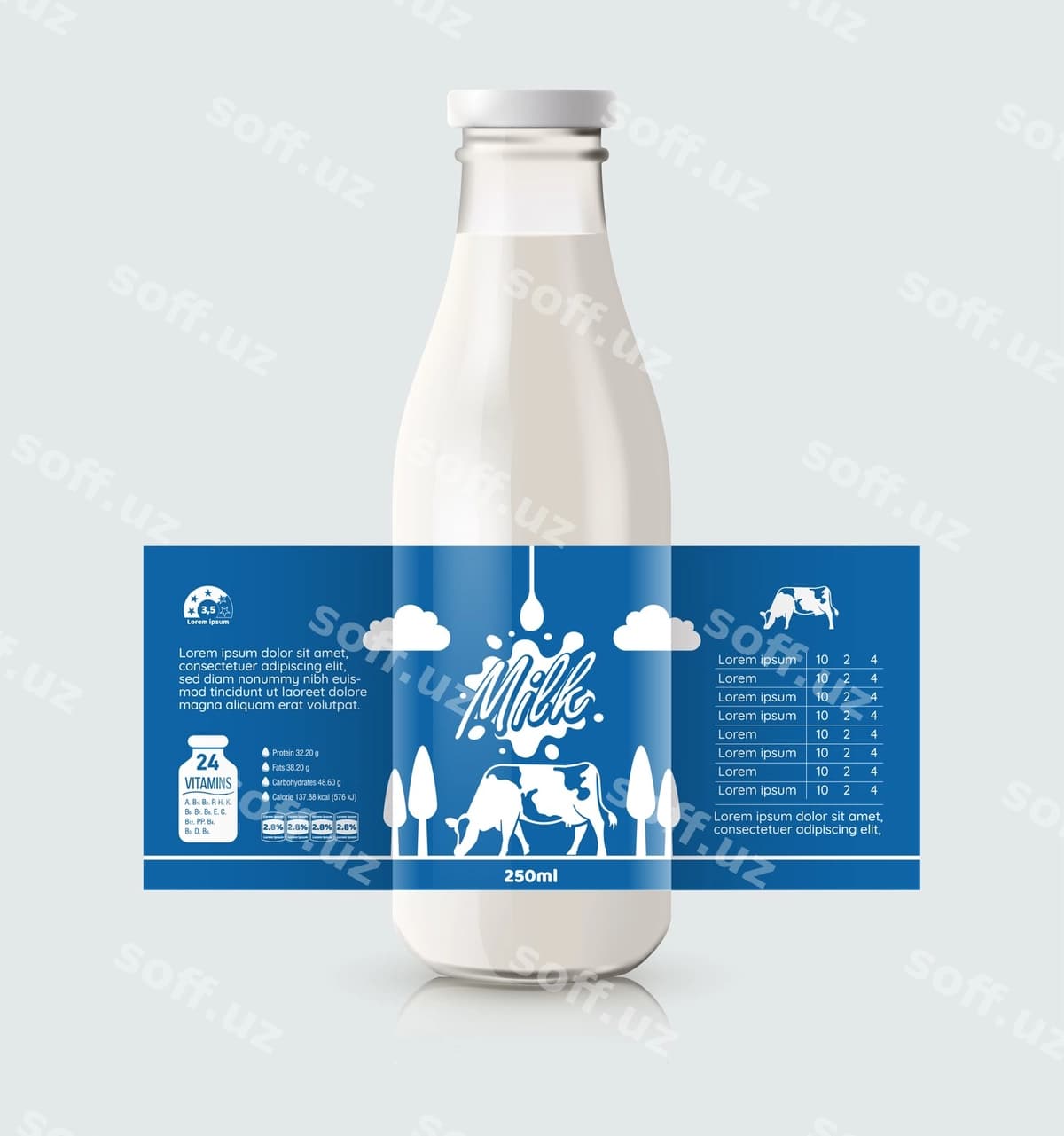 Sut shishasi qadoqlash dizayni 6 | Milk bottle packaging design 6