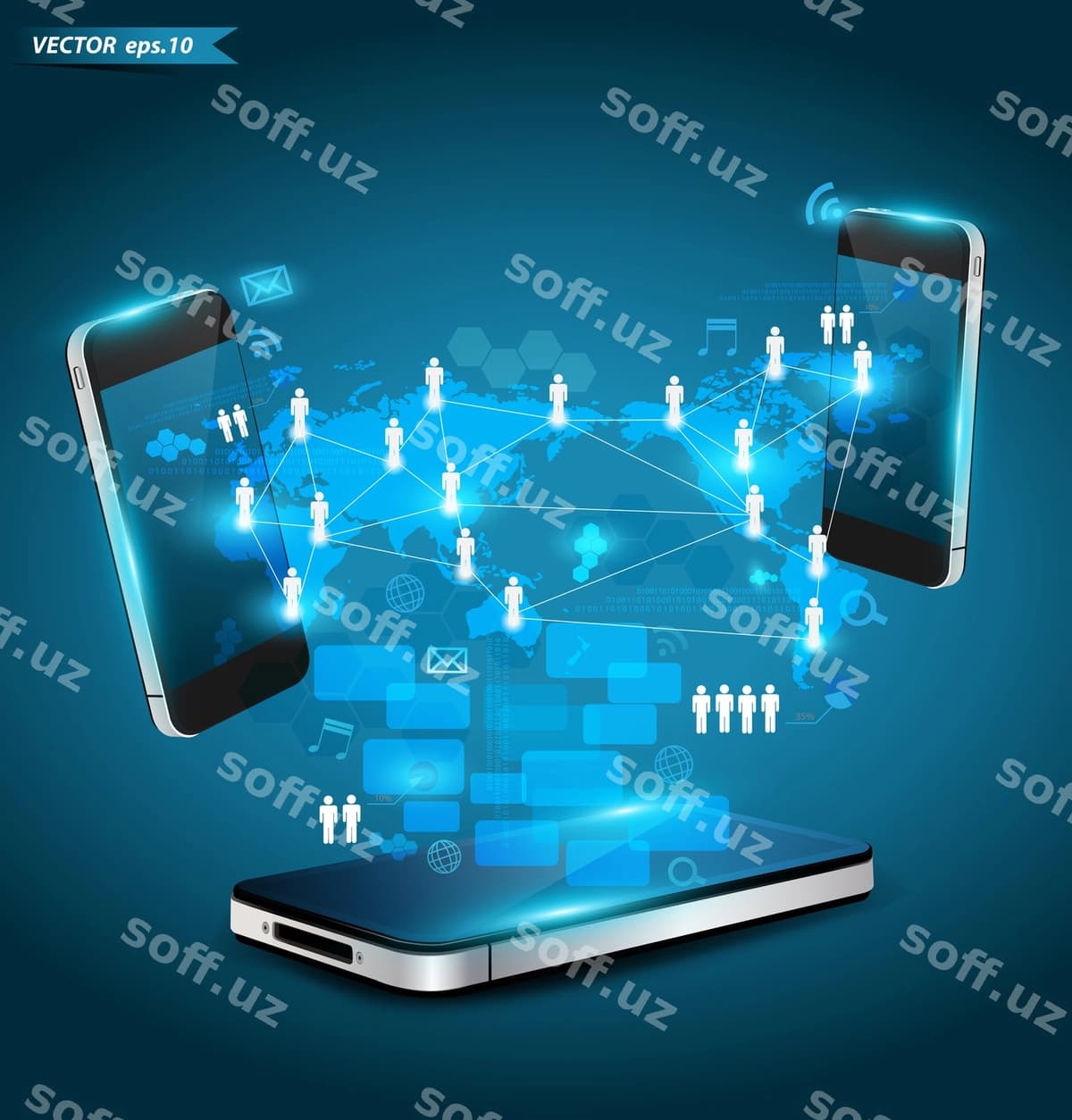 Mobil telefonlar texnologiyasi biznes tushunchasi | Mobile phones technology business concept