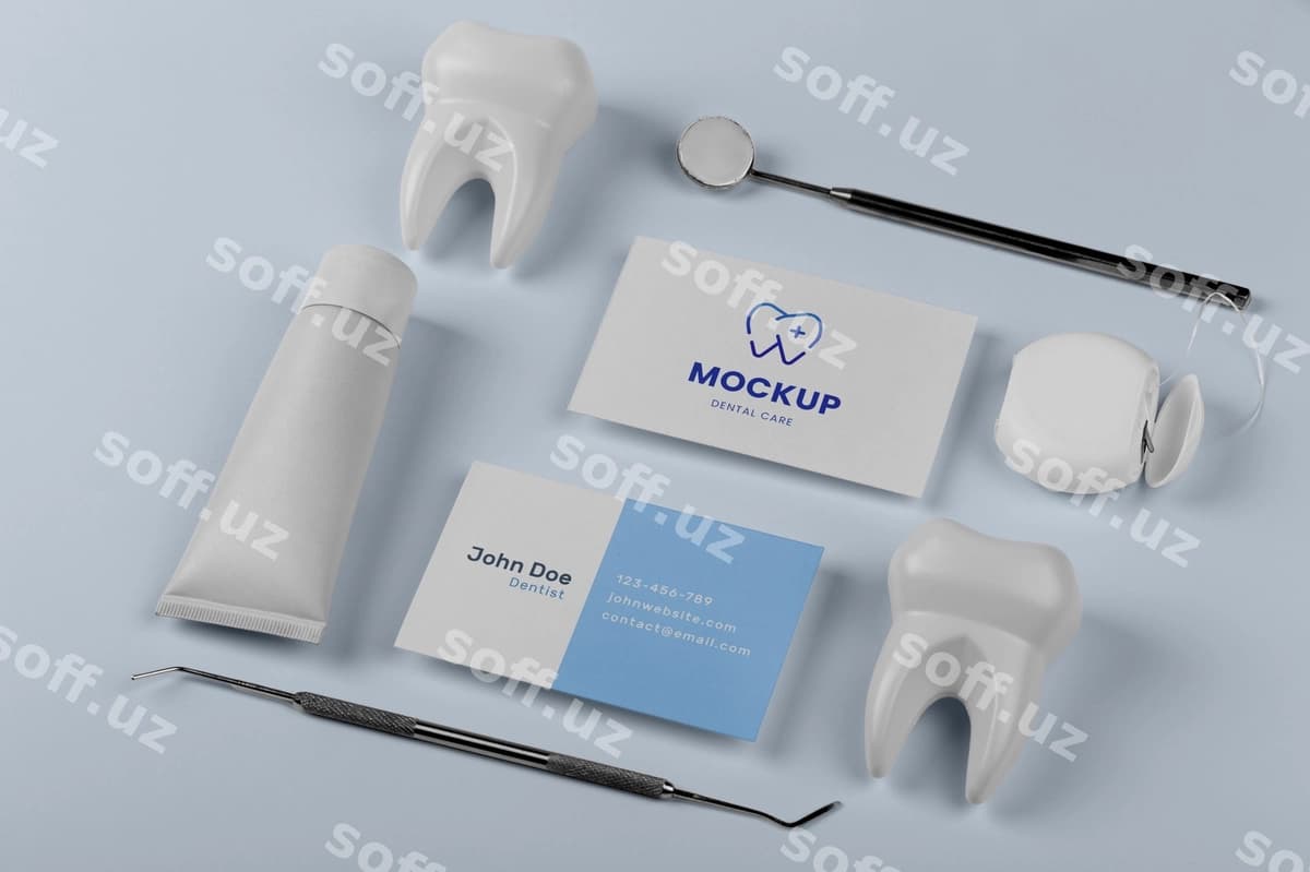 Namuna dizayn tish biznes kartasi | Mock up design dental business card