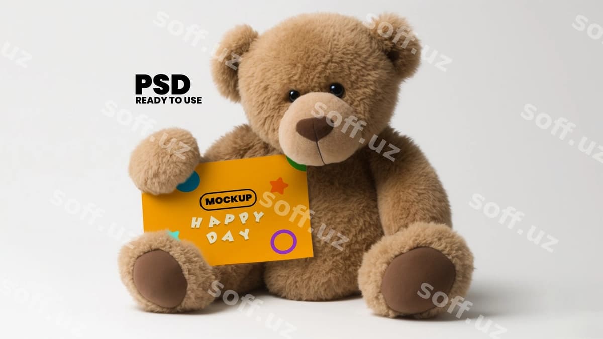 Namuna karta mishka tomonidan tutilgan | Mockup card held by teddy bear