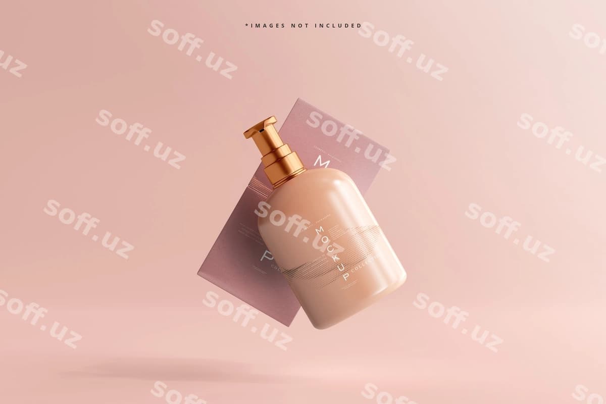 Namuna kosmetik shisha quticha namoyishi | Mockup cosmetic bottle box display