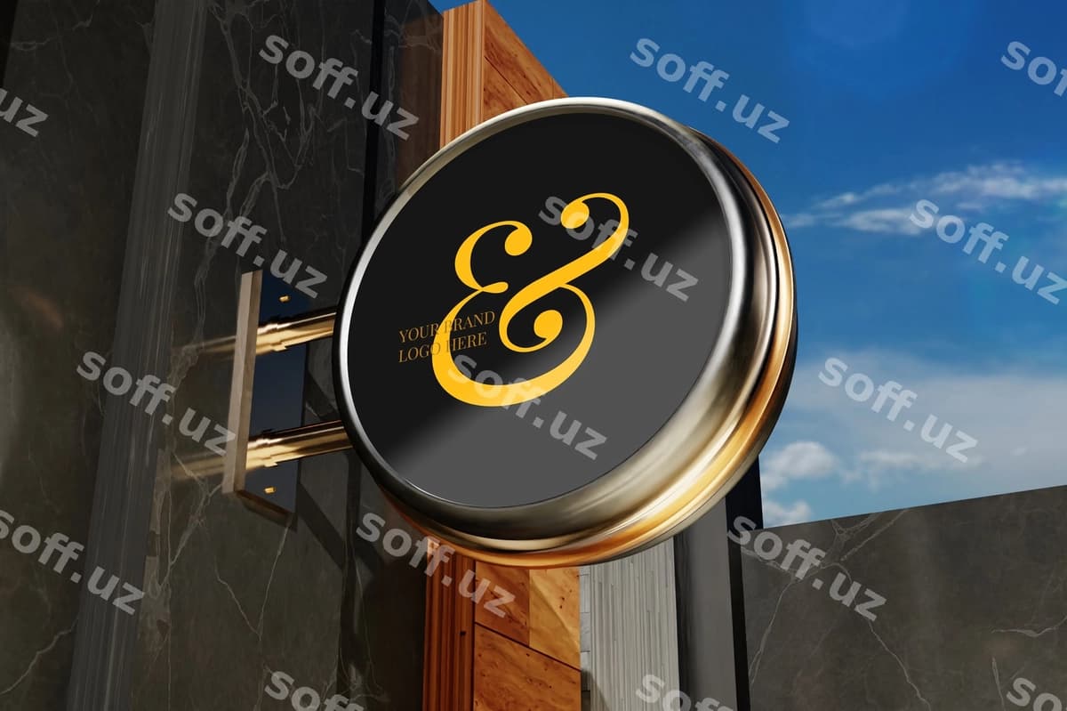 Namuna logotip belgi tashqi bino | Mockup logo sign exterior building