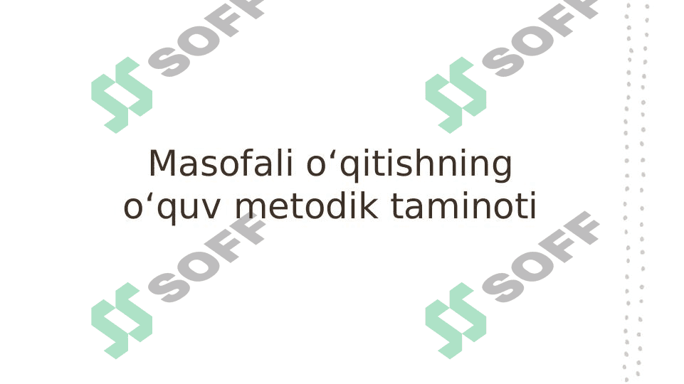 Masofali oʻqitishning oʻquv metodik taminoti