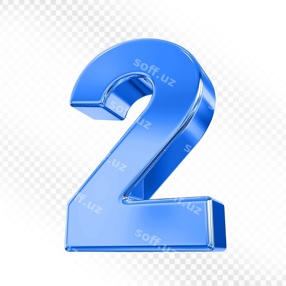 2 raqami ko'k 3D render | Number 2 blue 3d render
