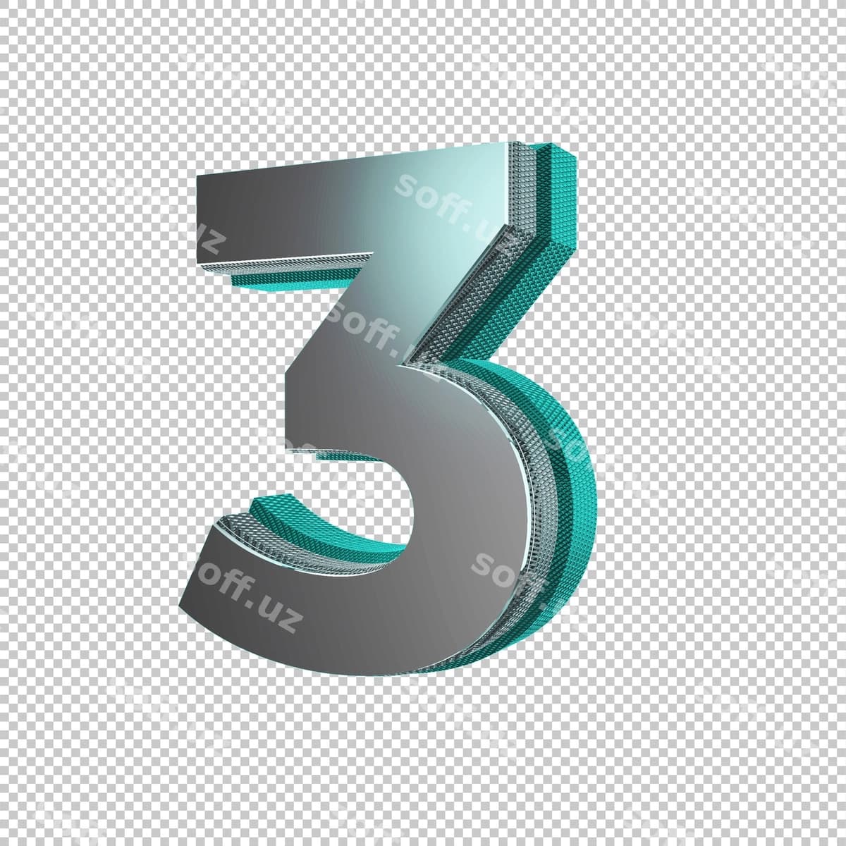 3-raqam 3d render | Number 3 3d render