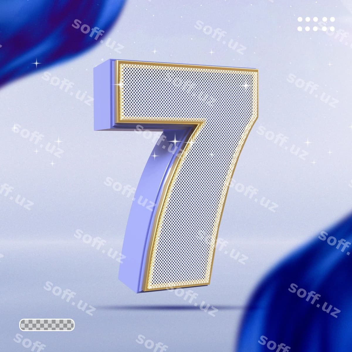 Raqam 7 ko'k 3d render stili hashamat | Number 7 blue 3d render style luxury