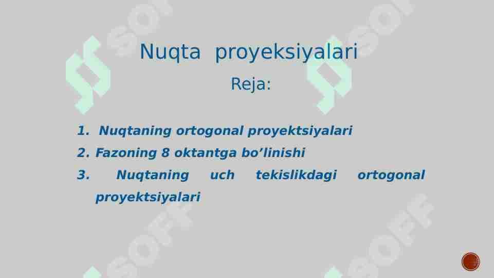 Nuqta  proyeksiyalari