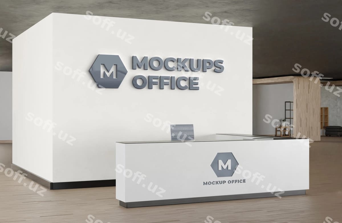 Ofis qabulxona namuna dizayni | Office reception mockup design