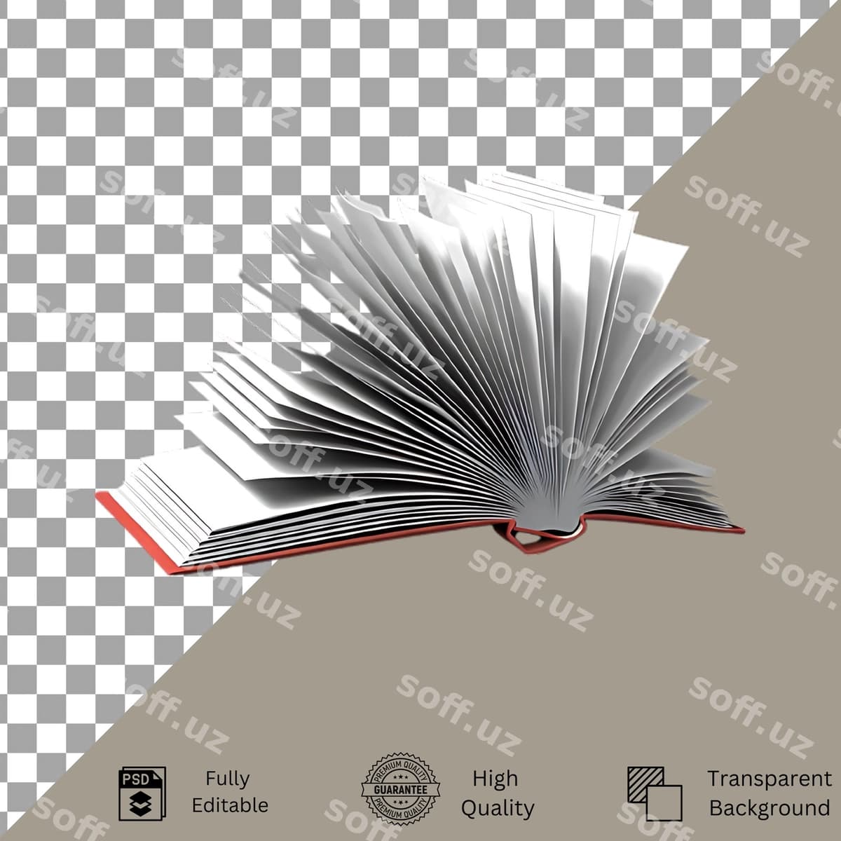 Ochiq kitob izolyatsiya qilingan shaffof fon | Open book isolated transparent background