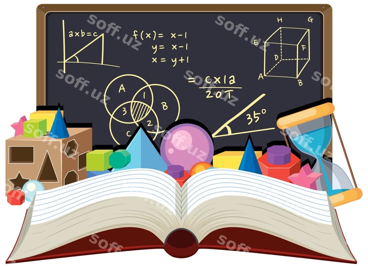 Ochiq kitob, qora doskada matematik formula | Open book with math formula blackboard