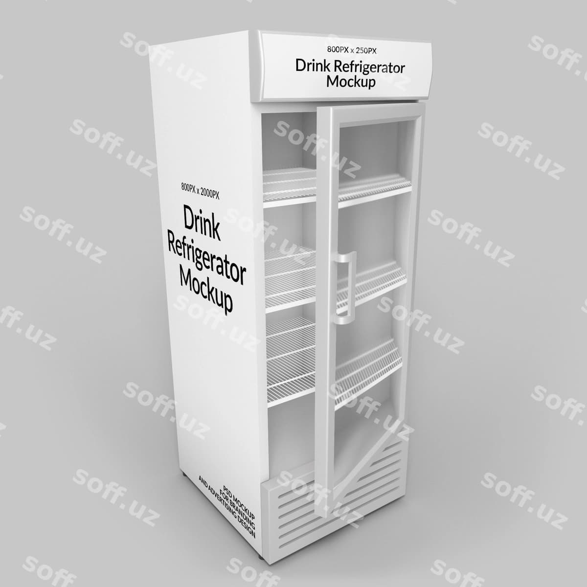 Ochiq ichimlik sovuq saqlash maxkasi namunasi | Open drink refrigerator mockup