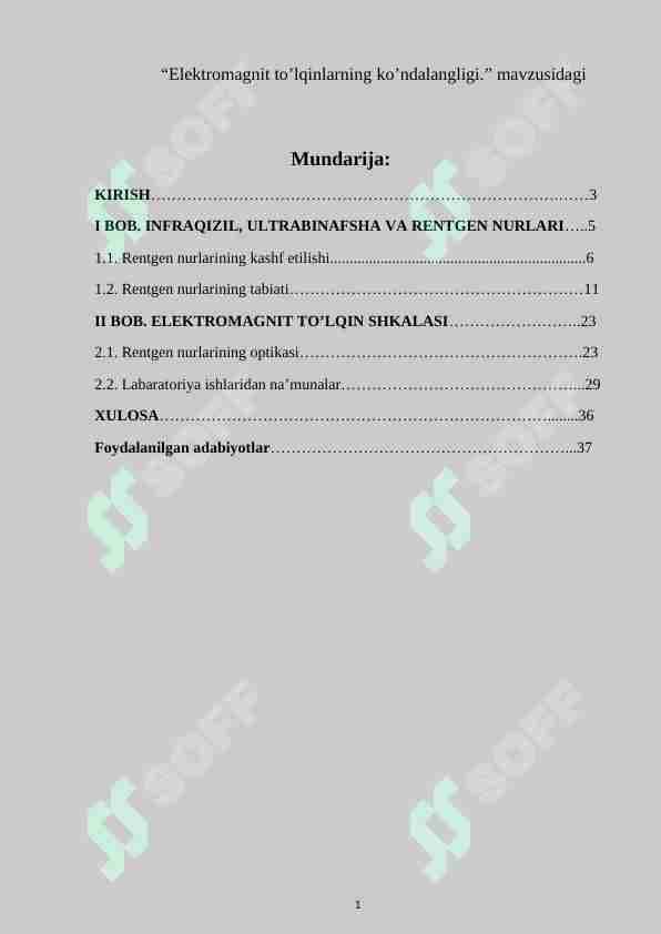 Elektromagnit to’lqinlarning ko’ndalangligi