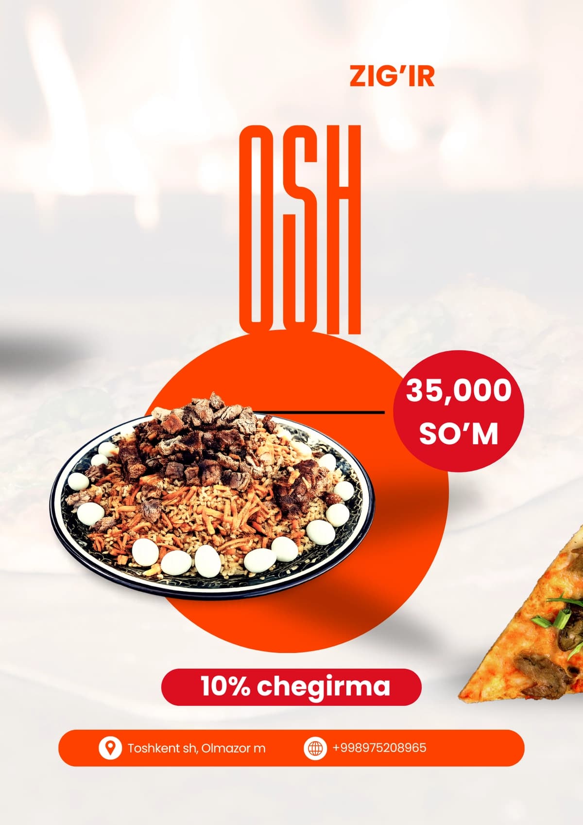 Restoran va oshxonalar uchun reklama posteri