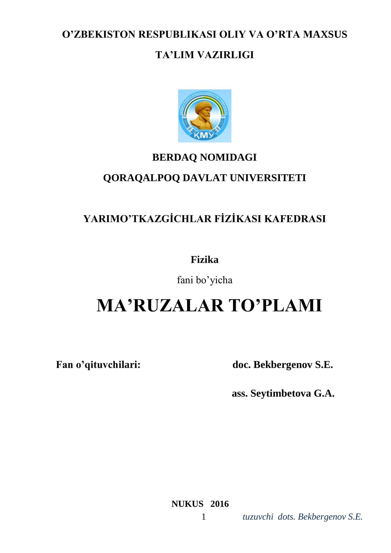 FIZIKA FANI HAQIDA. MODDIY NUQTANING TO’G’RI CHIZIQLI HARAKATI