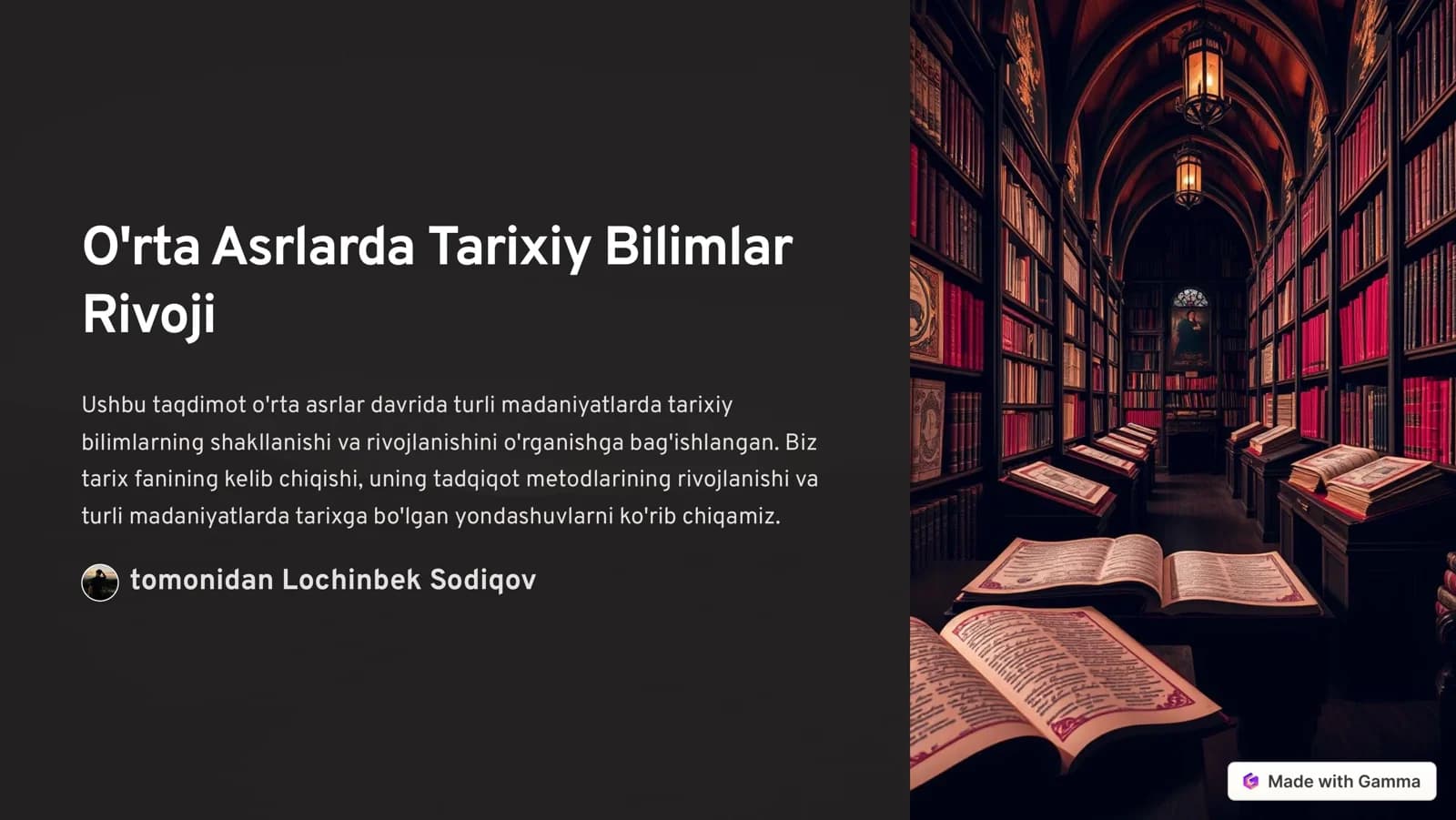 O'rta Asrlarda Tarixiy Bilimlar