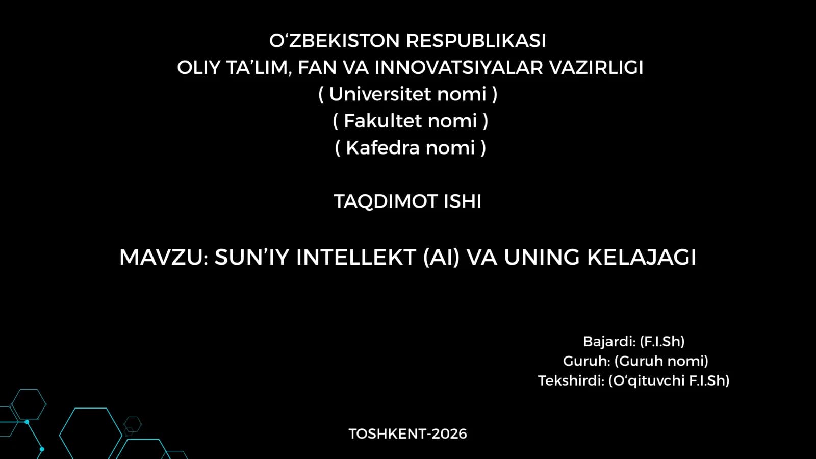 SUN’IY INTELLEKT (AI) VA UNING KELAJAGI