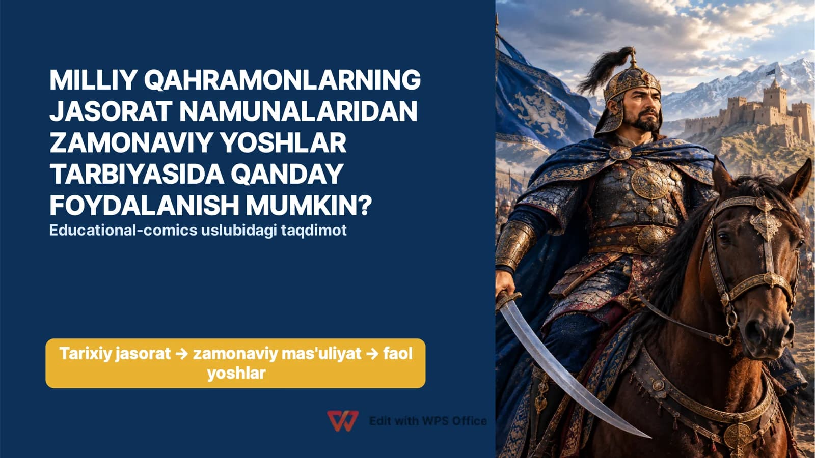 MILLIY QAHRAMONLARNING JASORAT NAMUNALARIDAN ZAMONAVIY YOSHLAR TARBIYASIDA QANDAY FOYDALANISH MUMKIN?