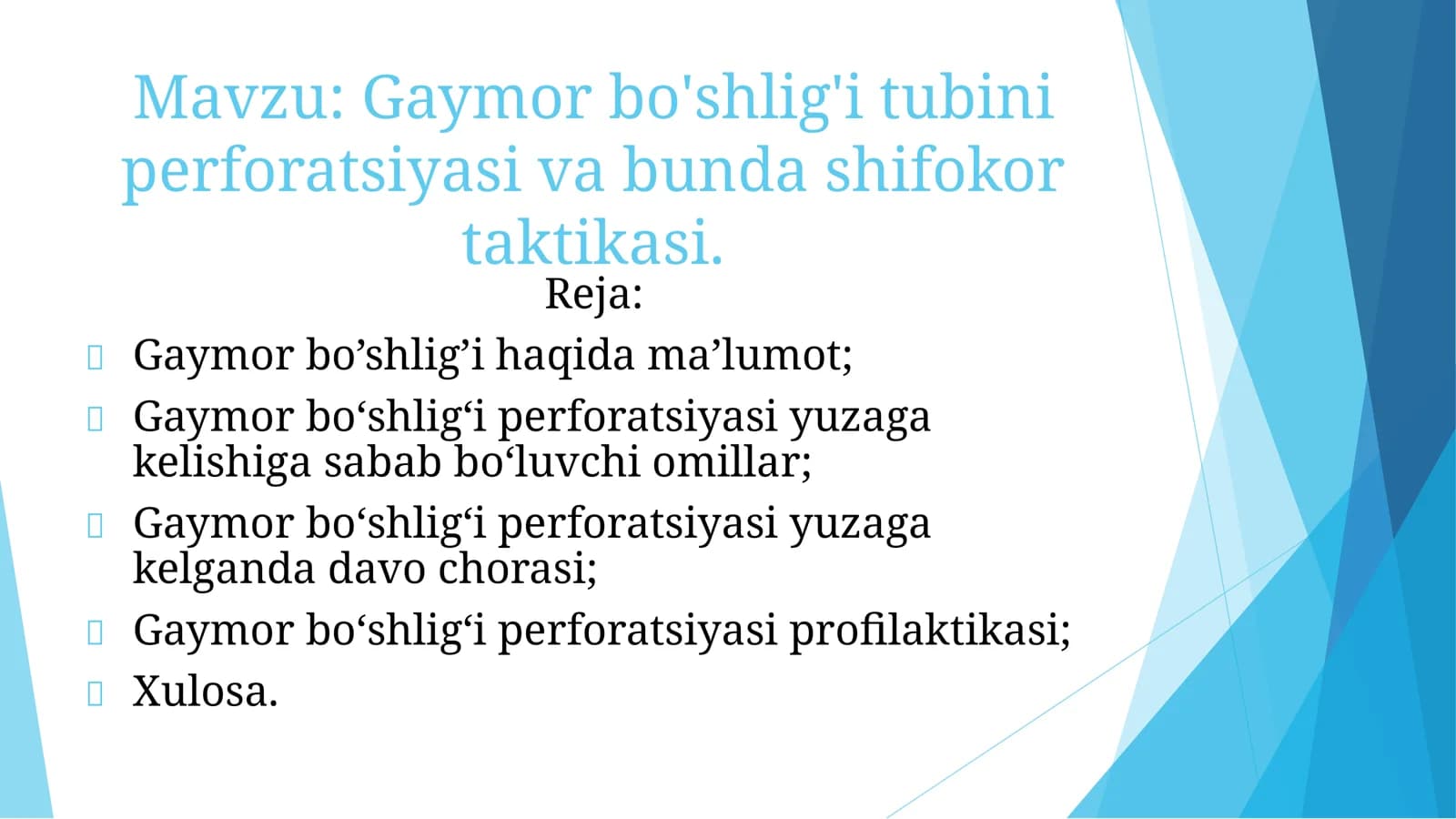 Gaymor bo'shlig'i tubini perforatsiyasi va bunda shifokor taktikasi