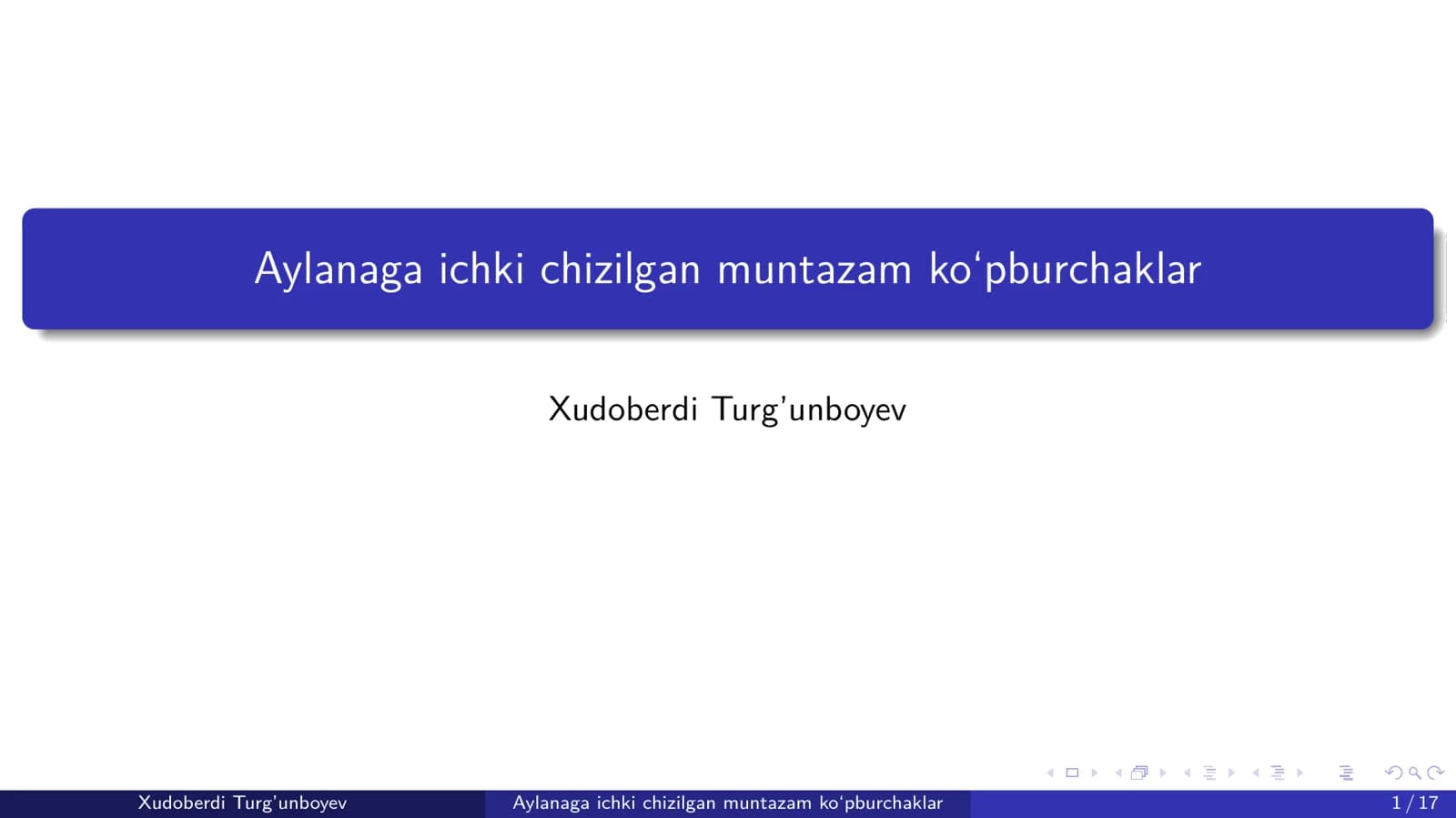 Aylanaga ichki chizilgan ko'pburchaklar (taqdimot)