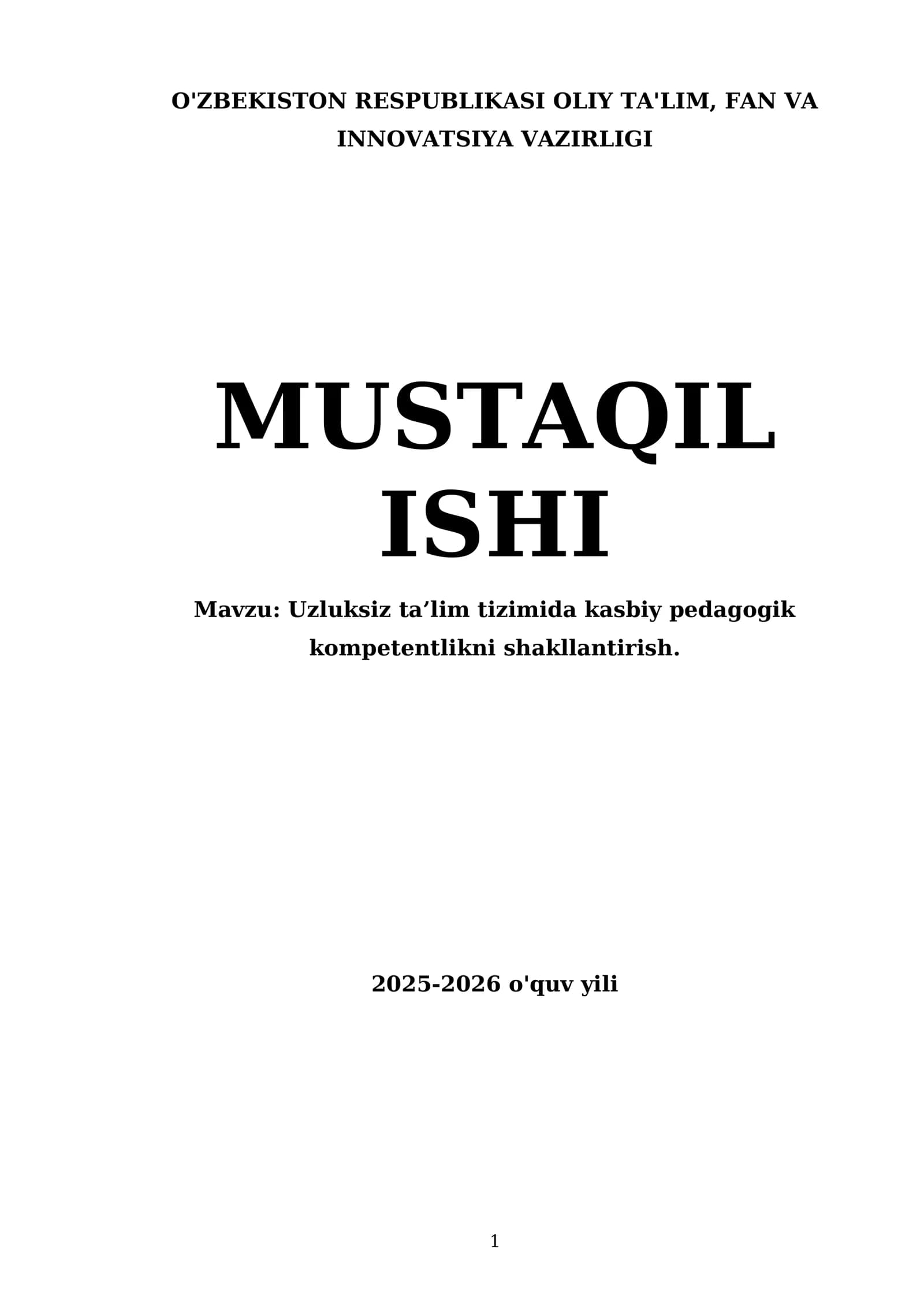 Uzluksiz ta’lim tizimida kasbiy pedagogik kompetentlikni shakllantirish
