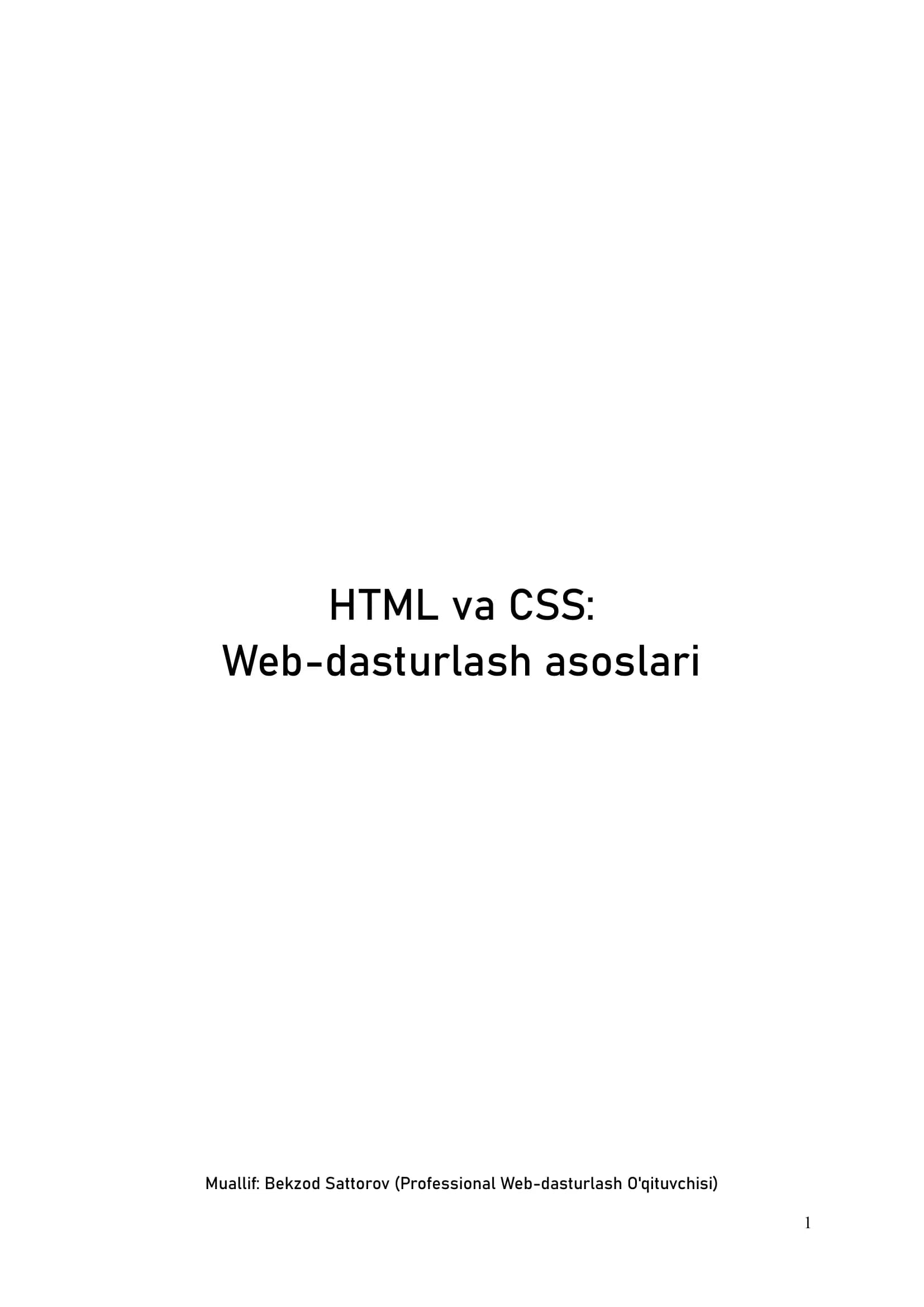 HTML va CSS 0 dan boshlaganlar uchun