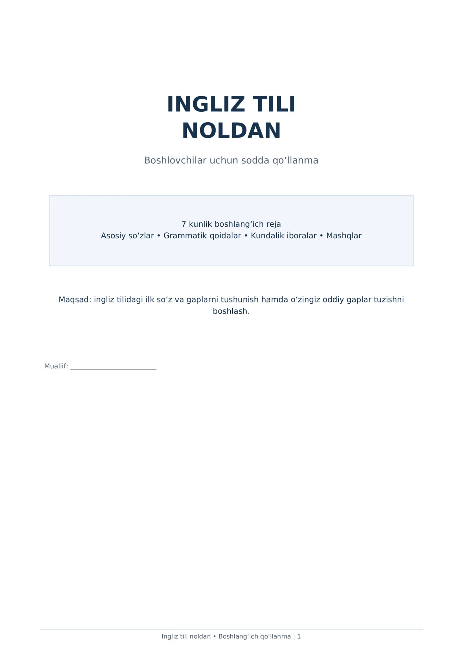 Ingliz tili noldan