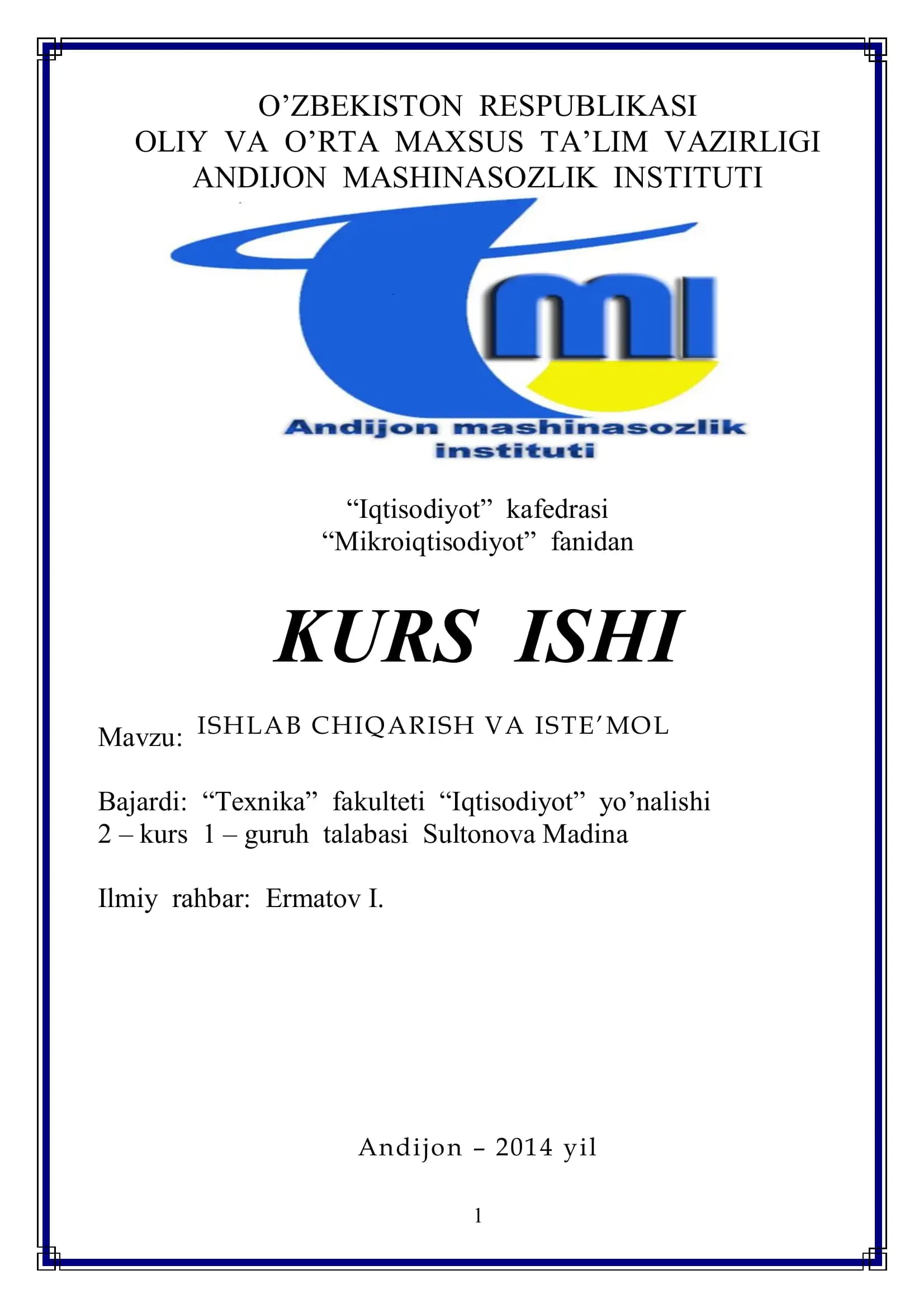 Ishlab Chiqarish va Iste'mol
