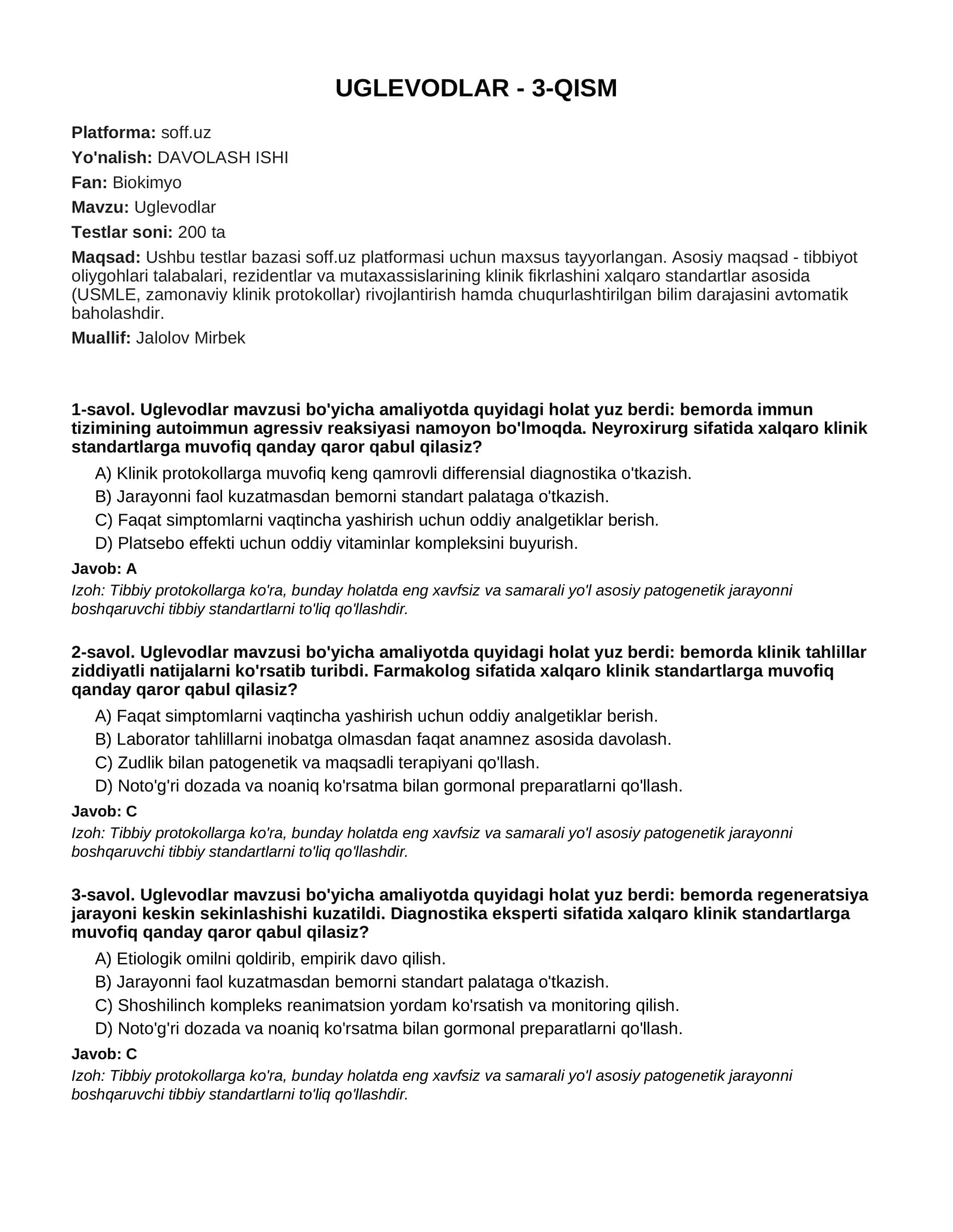 Uglevodlar - 3-QISM