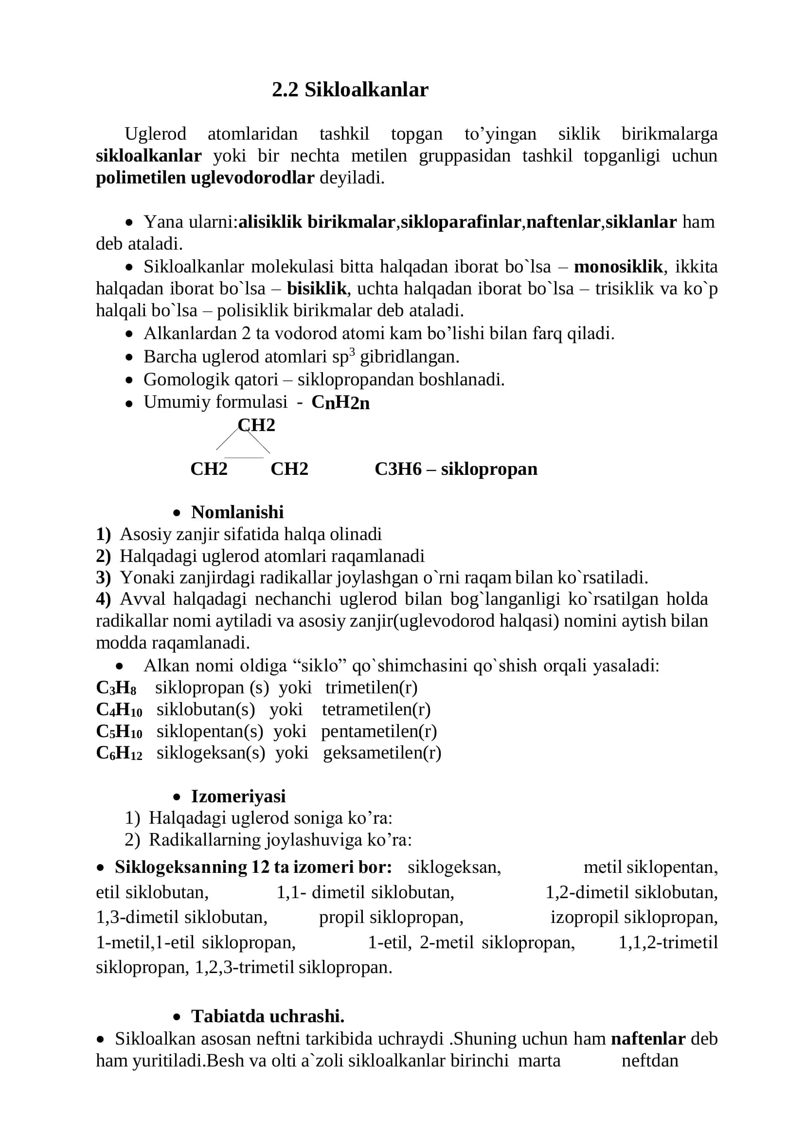Sikloalkanlar