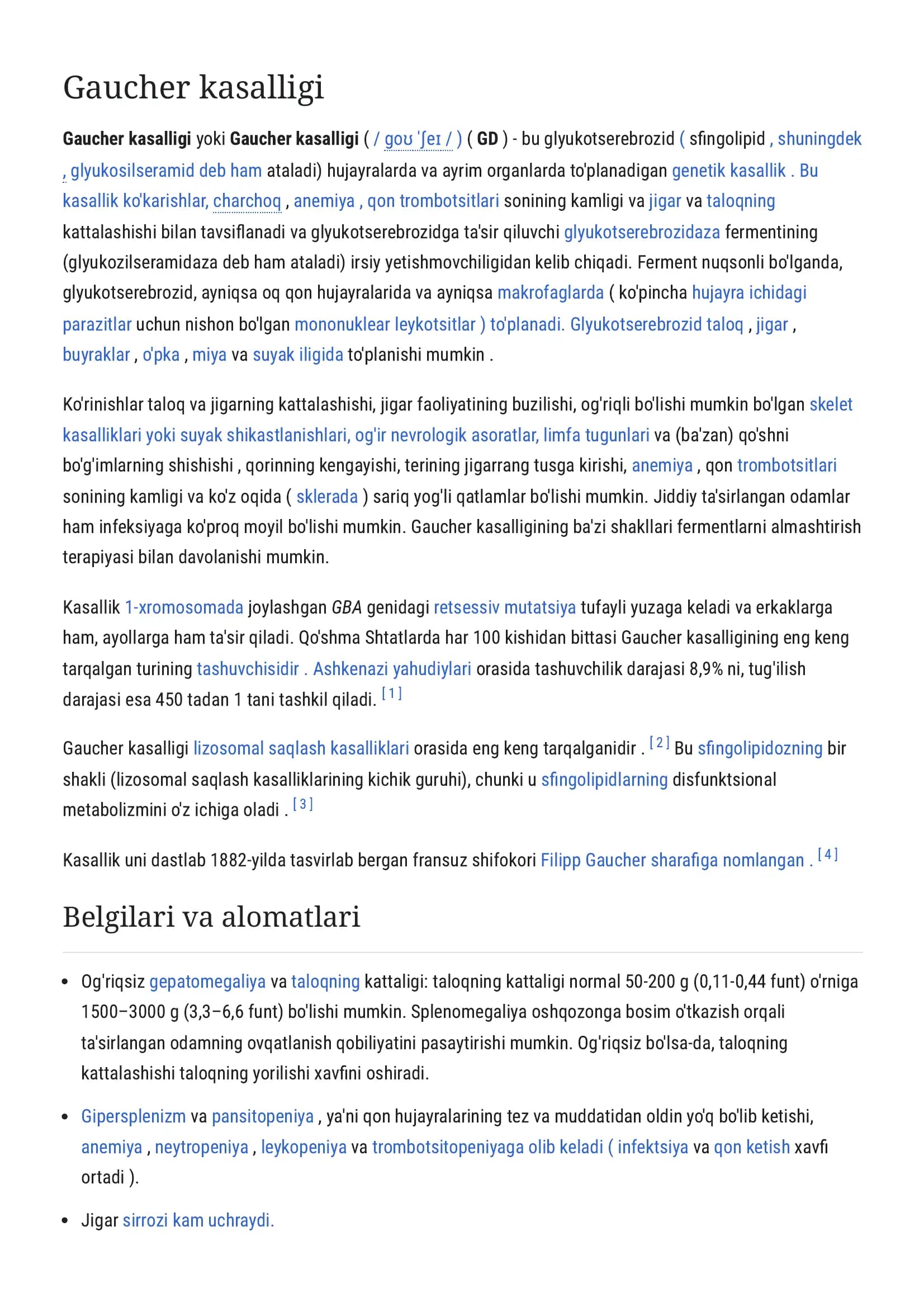 gaucher kasalligi haqida