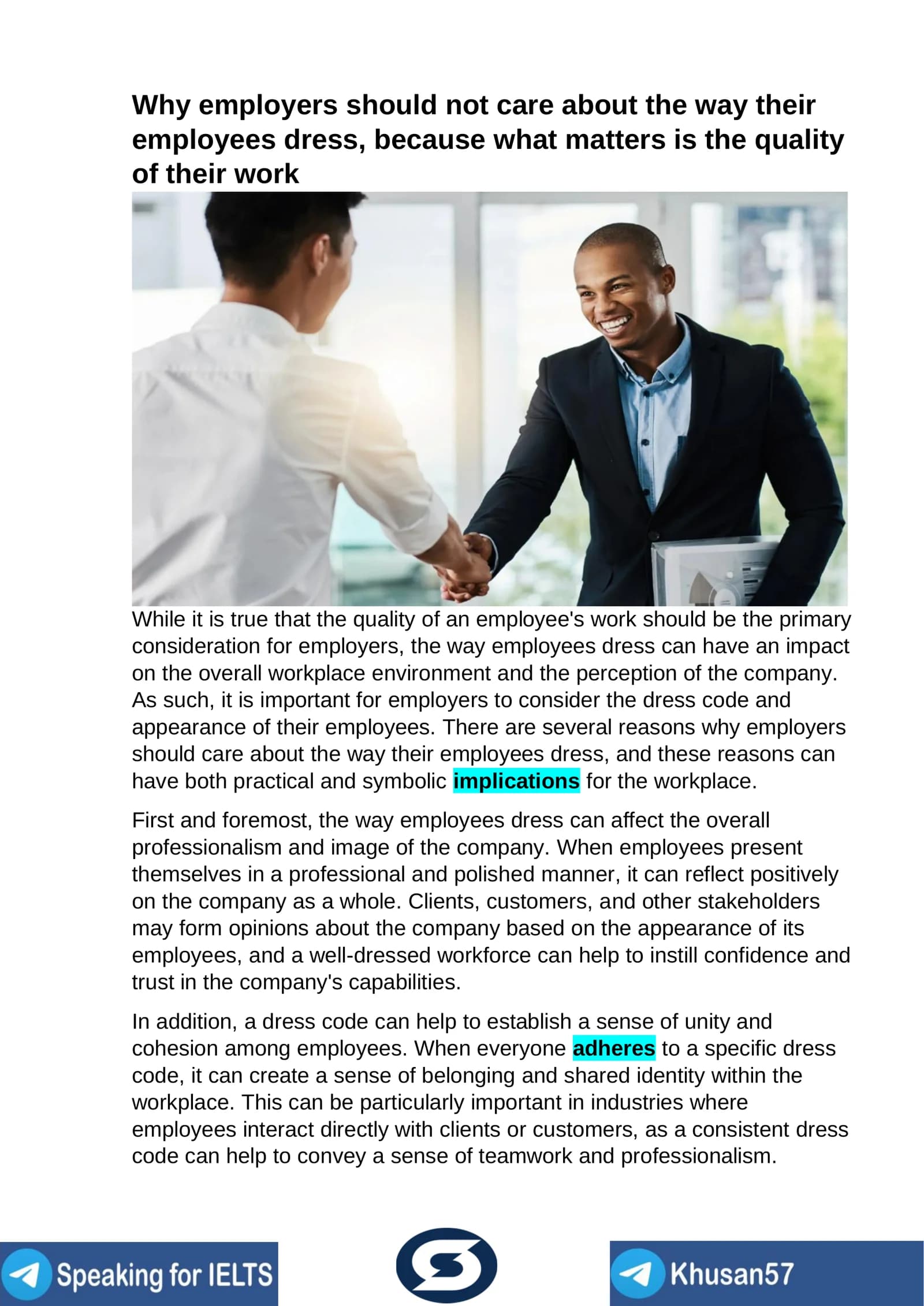 Why employers should not care about the way their employees dress