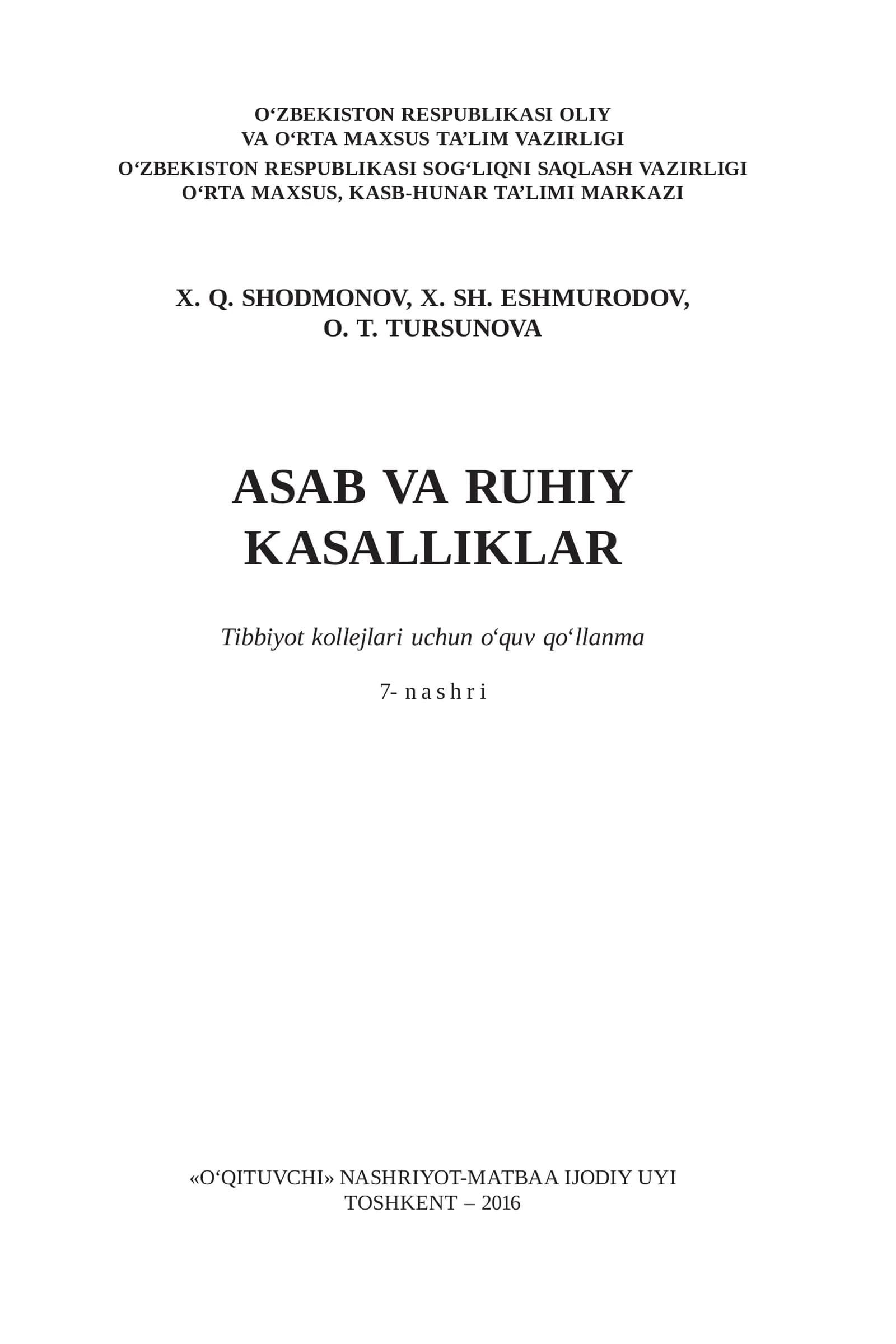 Asab va ruhiy kasalliklar