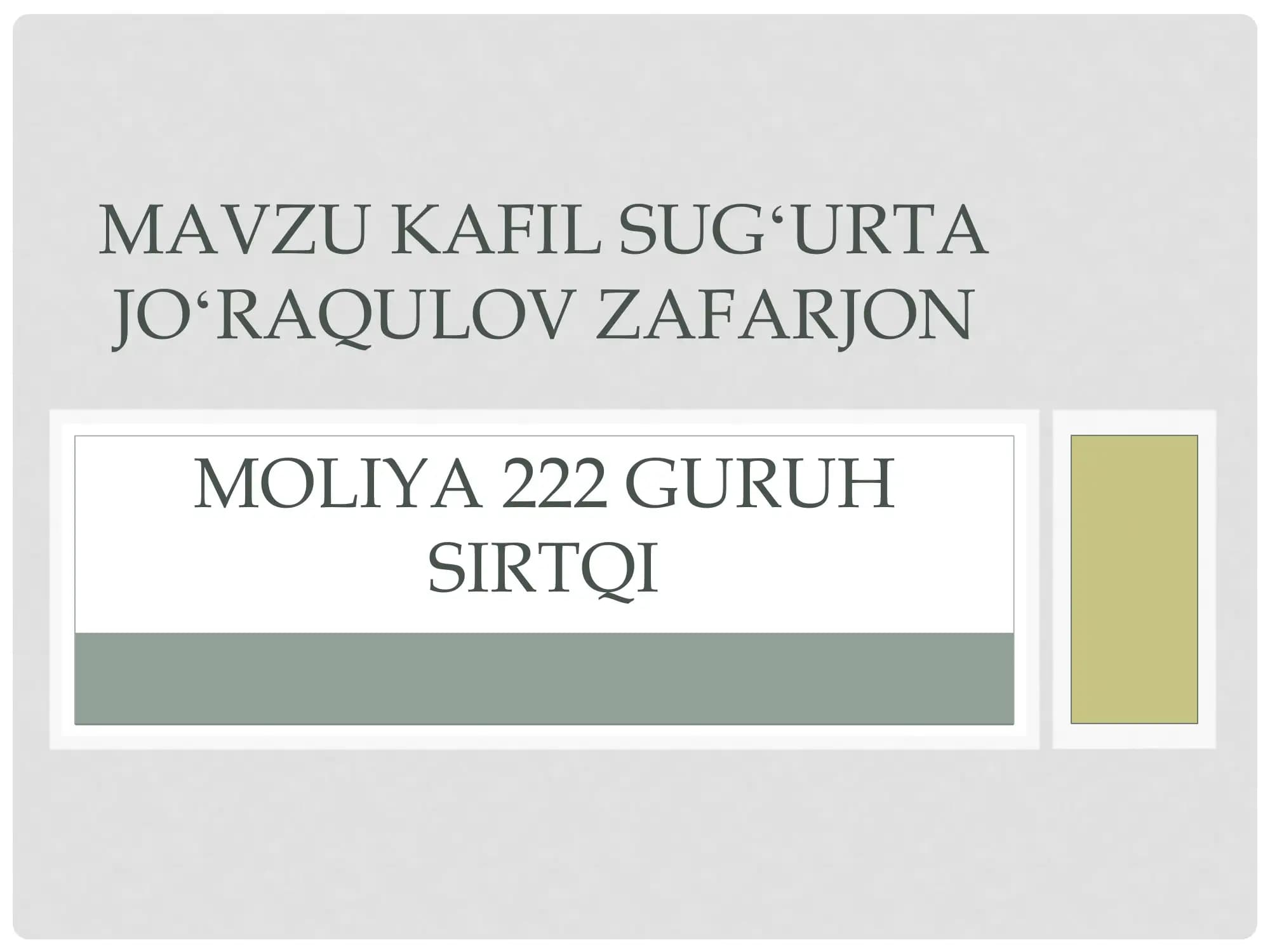 KAFIL SUGʻURTA