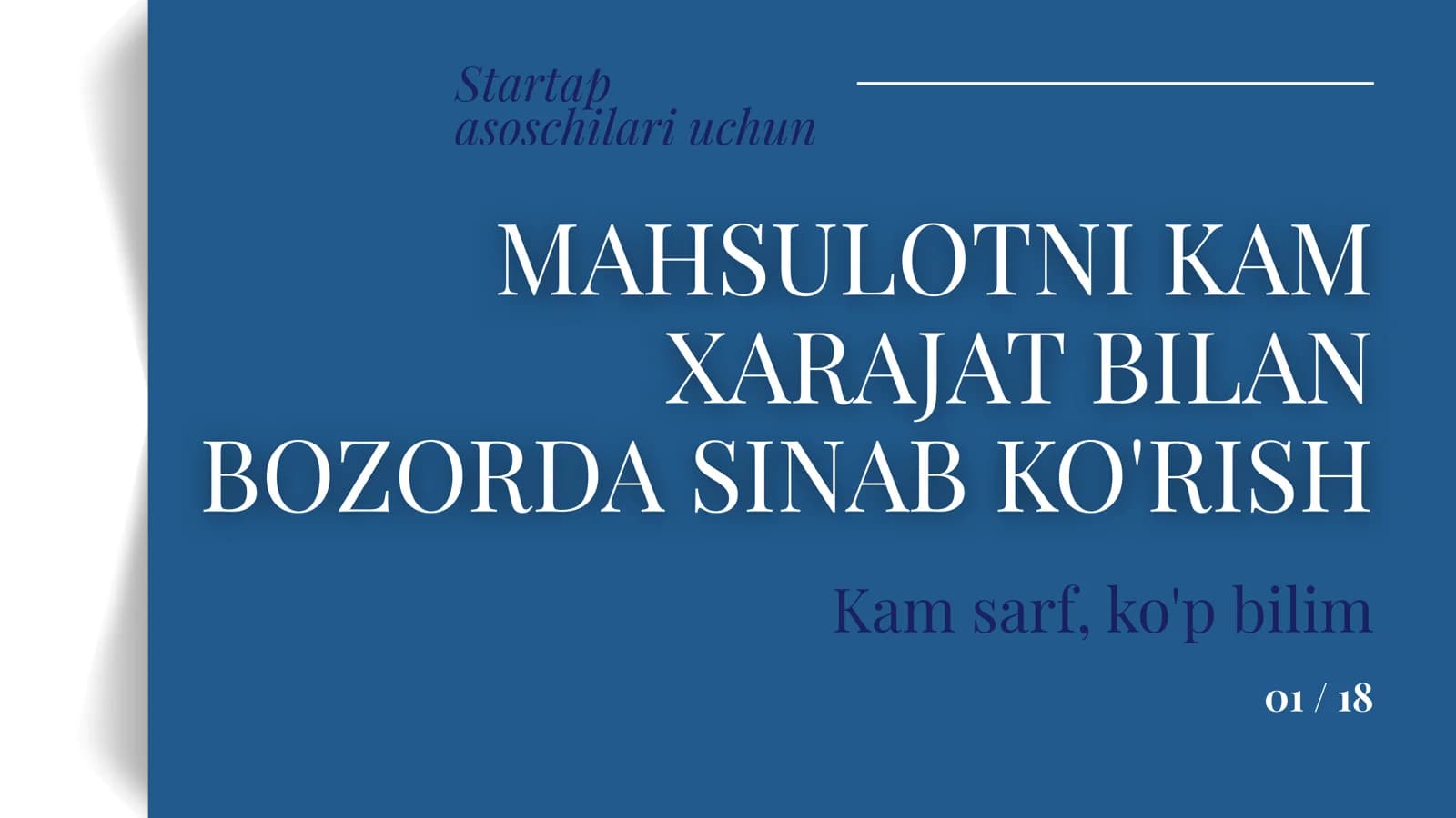 mahsulotni kam xarajat bilan bozorda sinab koʻrish