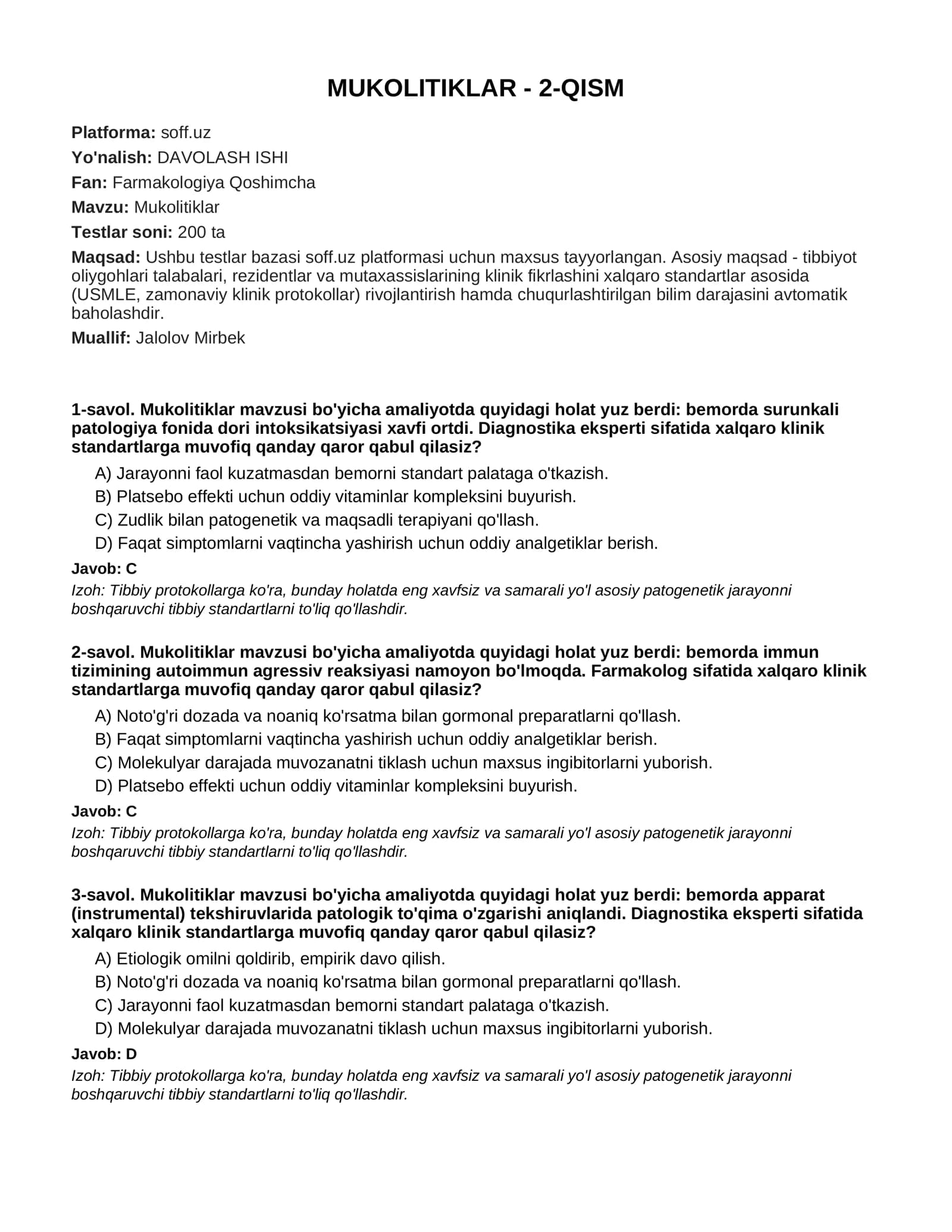 MUKOLITIKLAR - 2-QISM