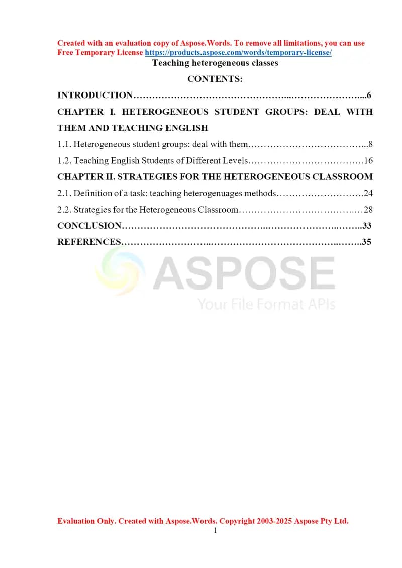 Learner Differences and Teaching Heterogeneous Classes