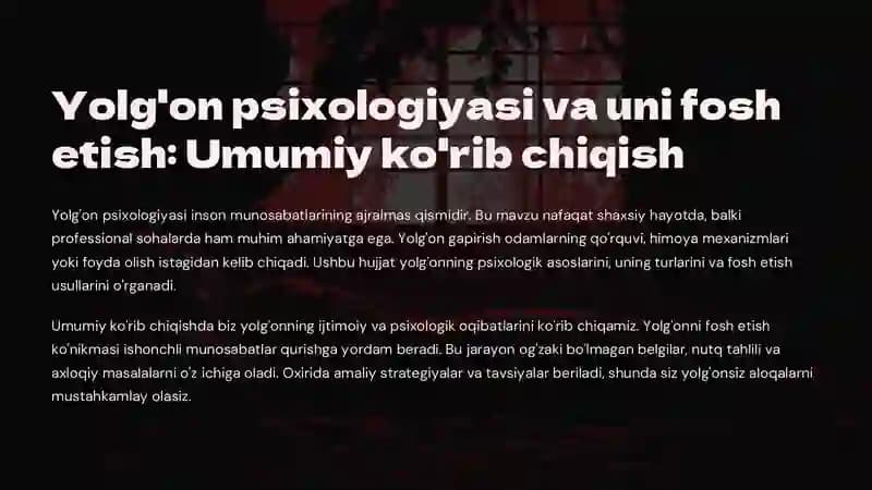 Yolg'on psixologiyasi va uni fosh etish: Umumiy ko'rib chiqish